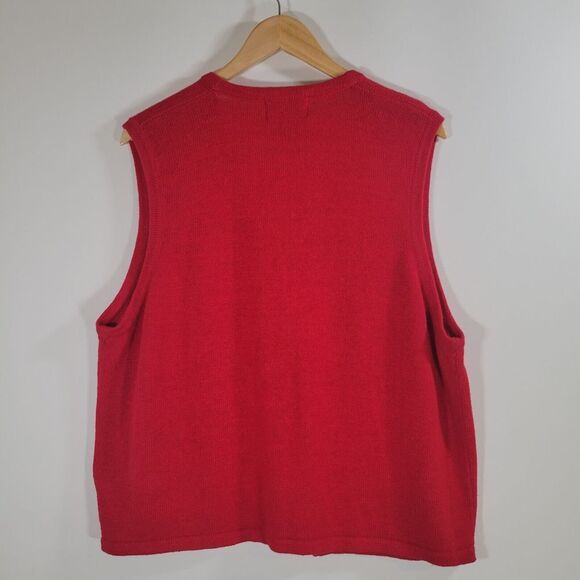 REQUIREMENTS Red Sleeveless Cardigan Size 1X Beaded Embroidered Sweater Vest - Picture 3 of 8